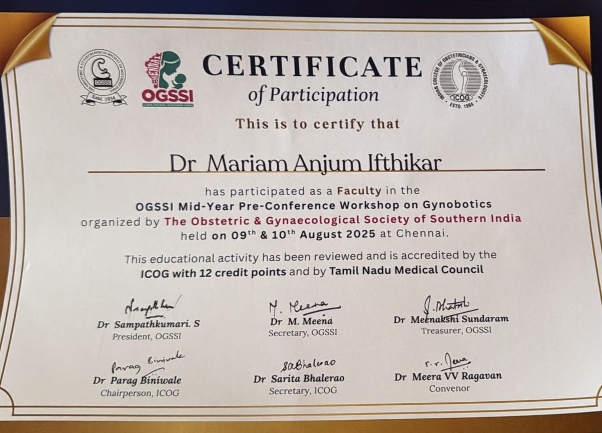 Dr. Mariam Anjum — OGSSI — Certificate